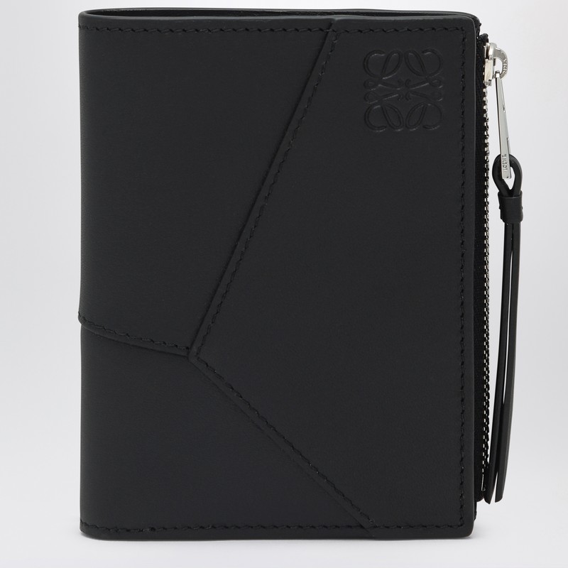 Puzzle wallet black in leather