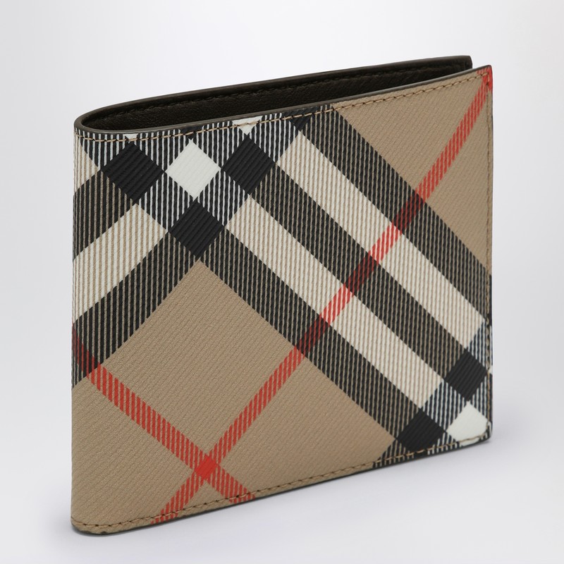Check pattern beige folding wallet