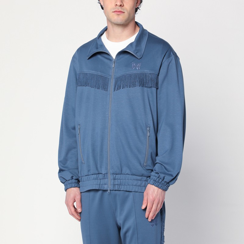 Slate blue sweatshirt with fringes
