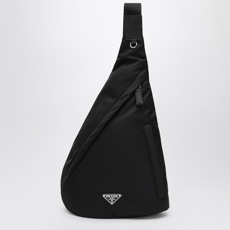 Backpack in Re-Nylon and black leather
