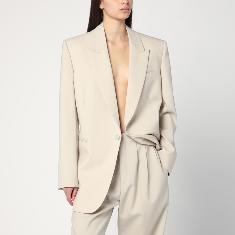 Beige single-breasted jacket in wool