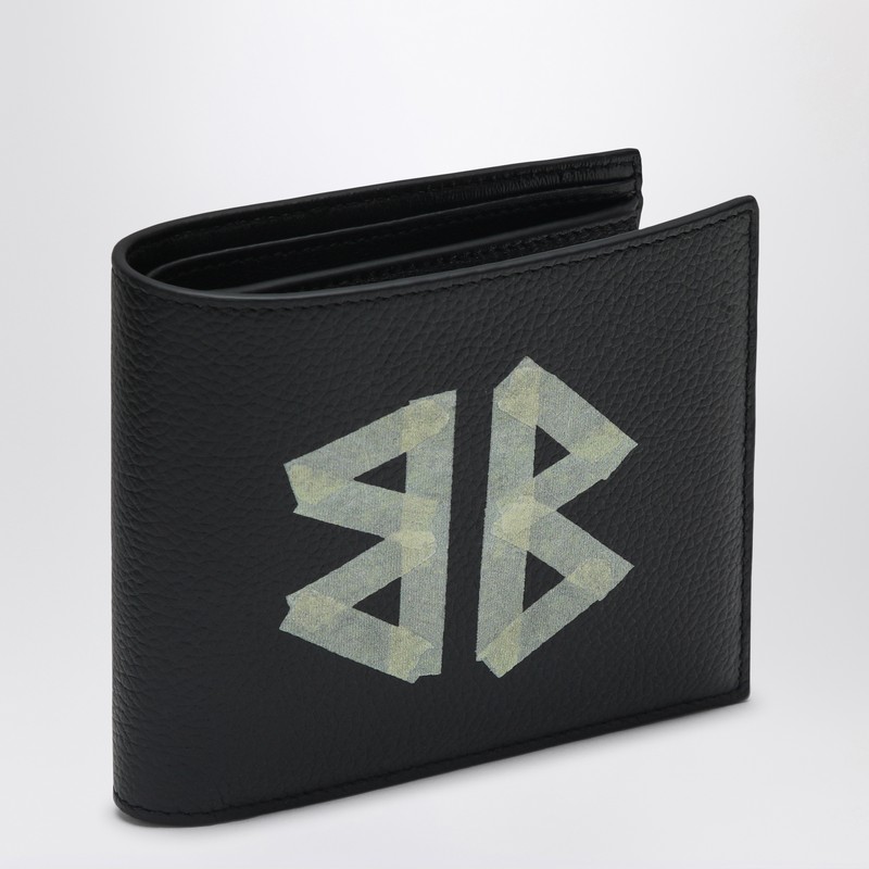 Cash black wallet in grained leather