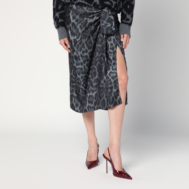 Leopard midi skirt with knot