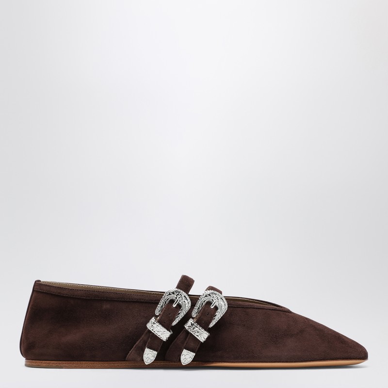 Brown suede Claudia ballet flats