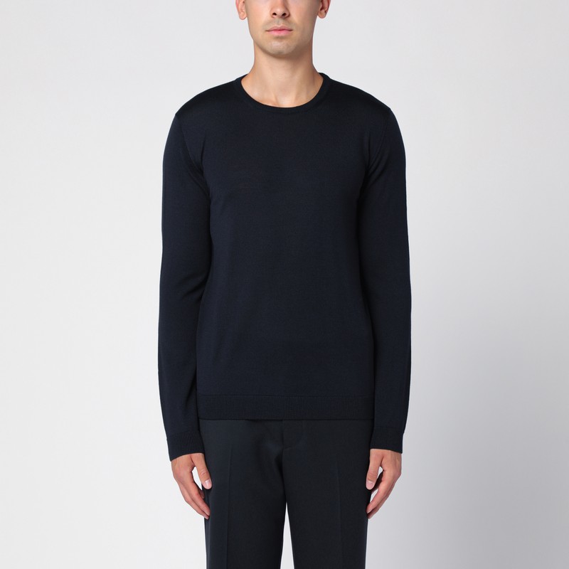 Navy merino wool crew-neck sweater