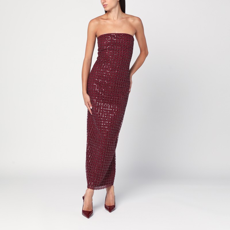 Long bordeaux dress with sequins