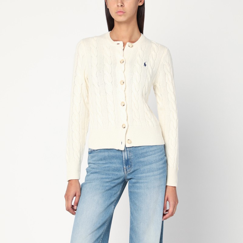 Cream cable-knit cardigan