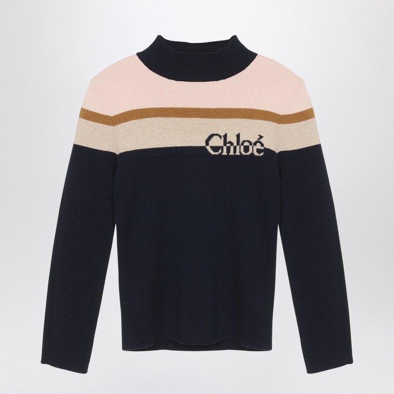 Navy blue cotton and wool jumper
