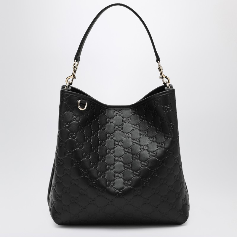 GG Emblem medium black bucket bag