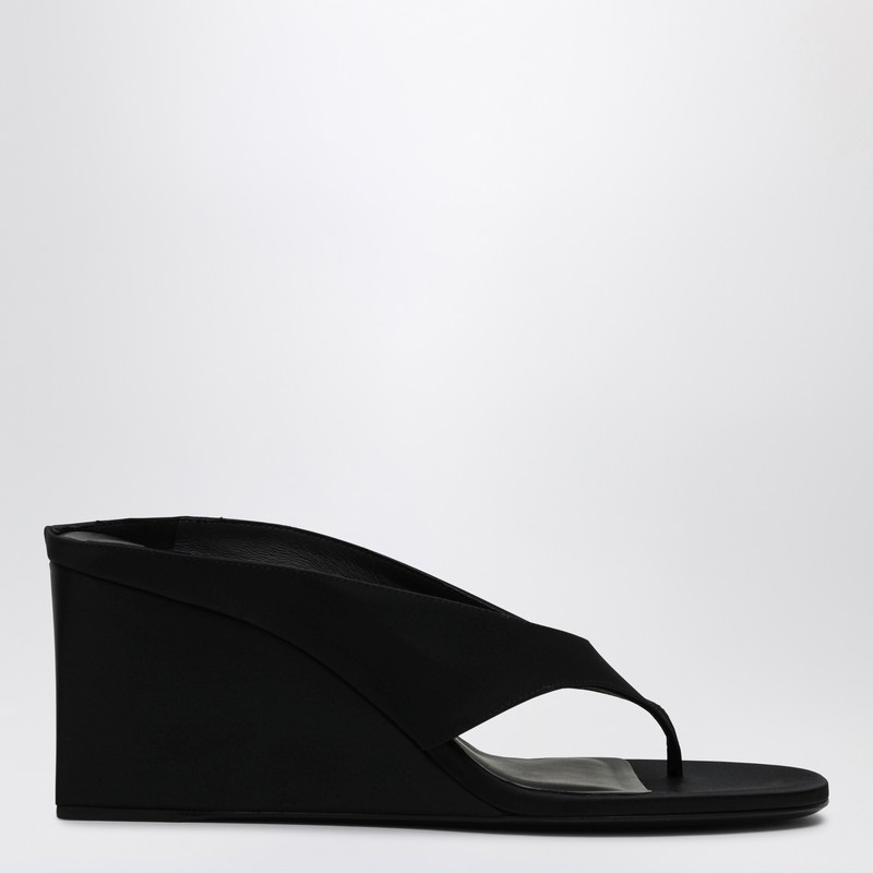 Black thong mule with wedge