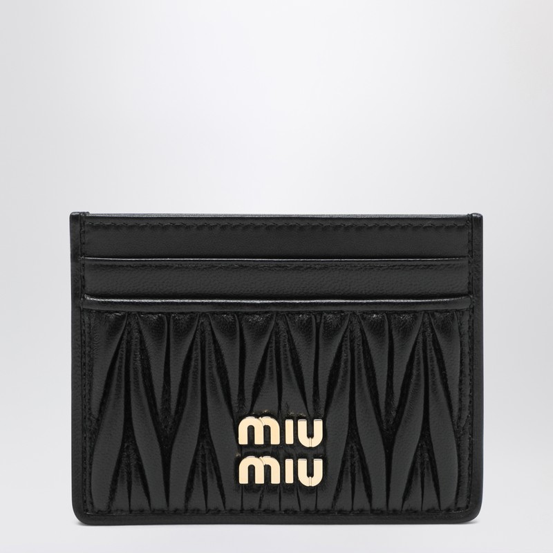 Black matelassé leather cardholder