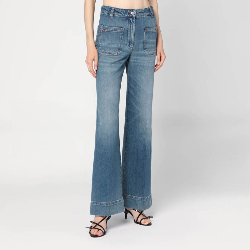 Wide jeans in faded blue