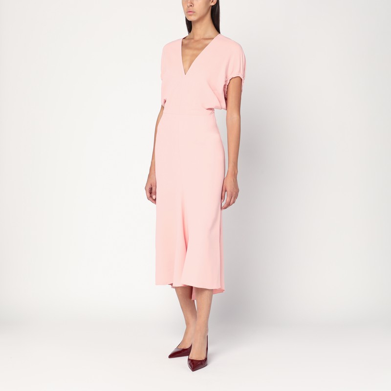 Pink satin midi dress