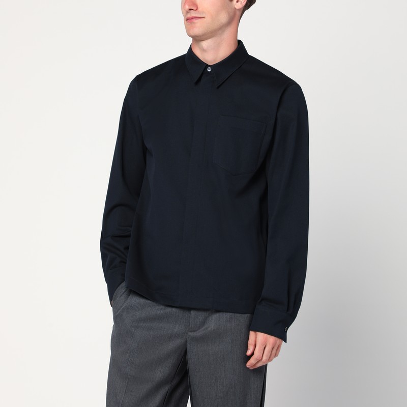 Navy blue cotton and wool shirt