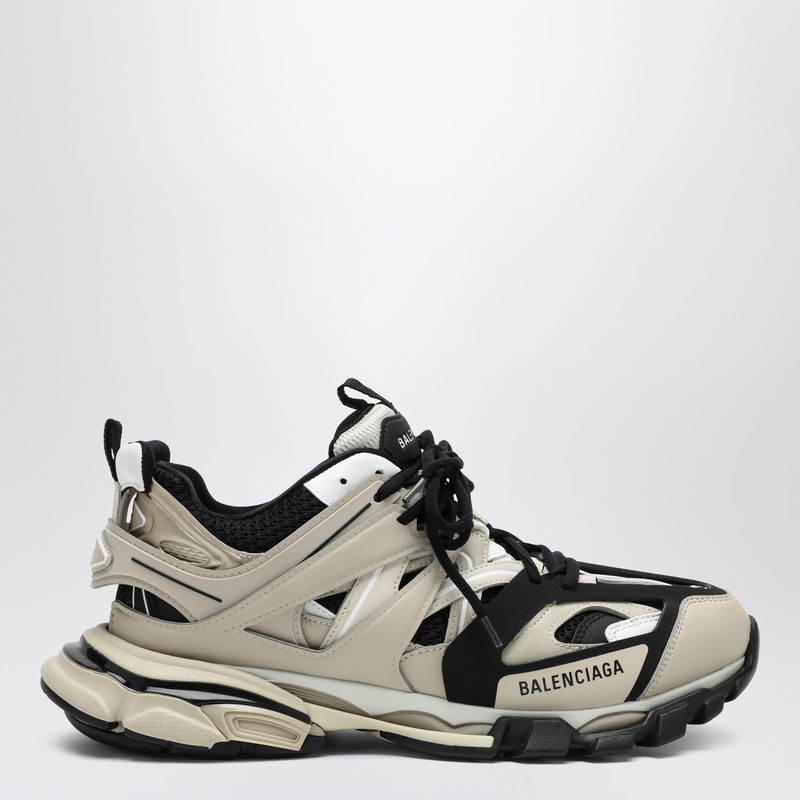 Track beige/black mesh and nylon trainer
