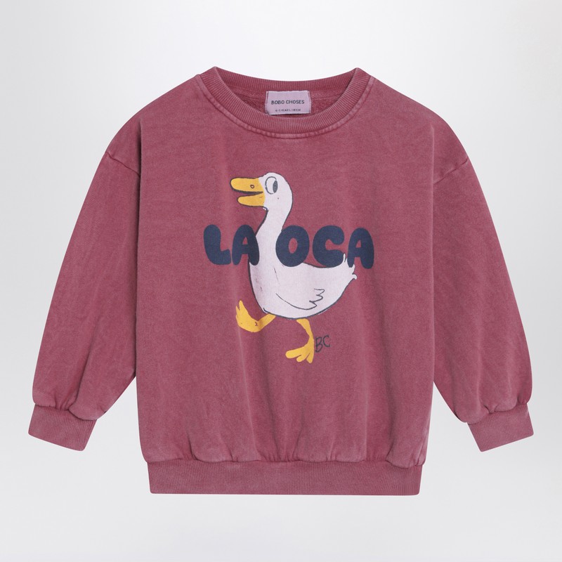 Burgundy vintage-effect sweatshirt by La Oca