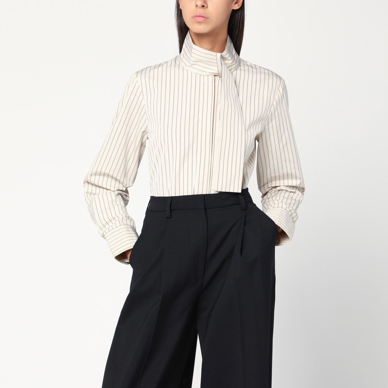 Striped shirt with scarf collar