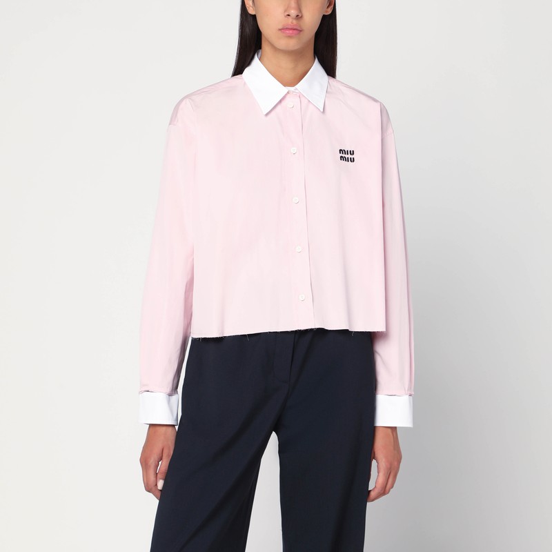 Pink cotton shirt with logo