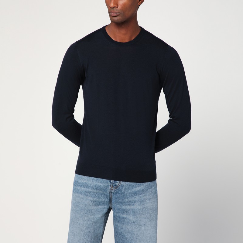 Navy blue wool crew neck sweater