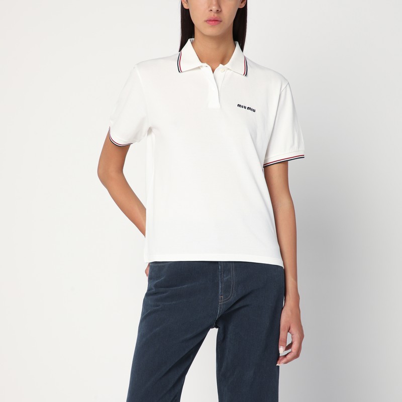 White short-sleeve polo with logo