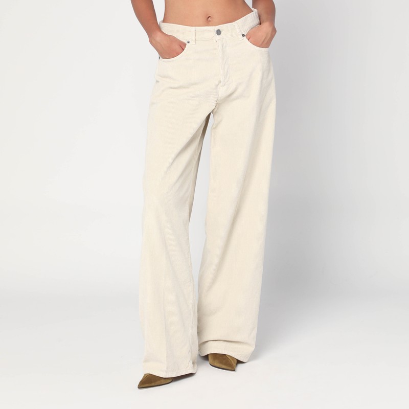 Wide ecru corduroy trousers
