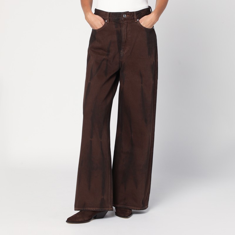 Wide-leg brown jeans