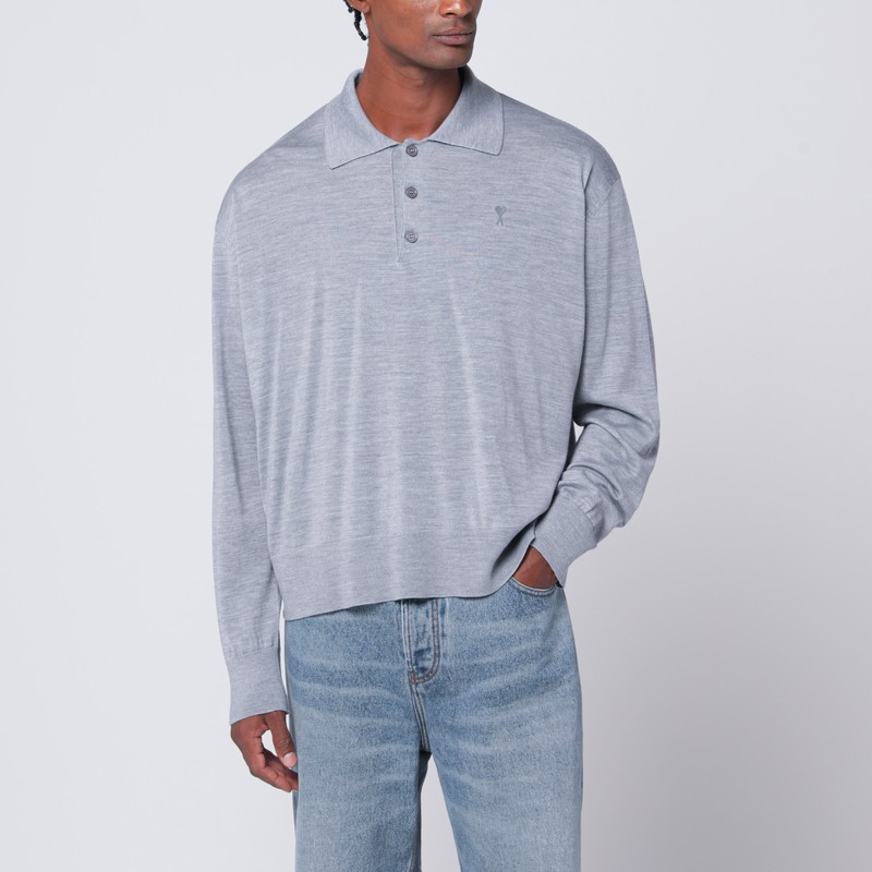 Grey wool and silk polo Ami De Coeur
