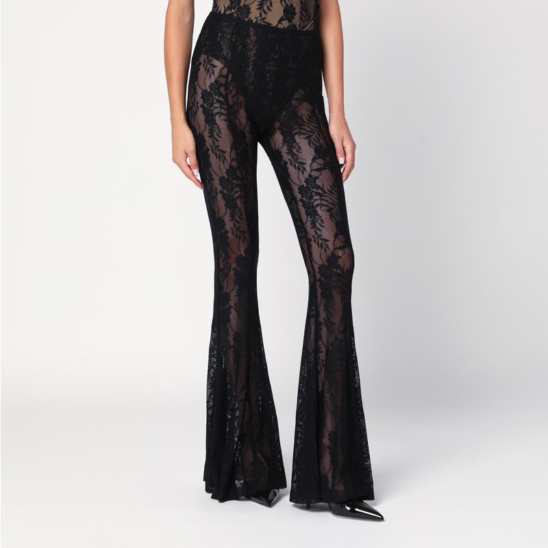 Black flared lace trousers