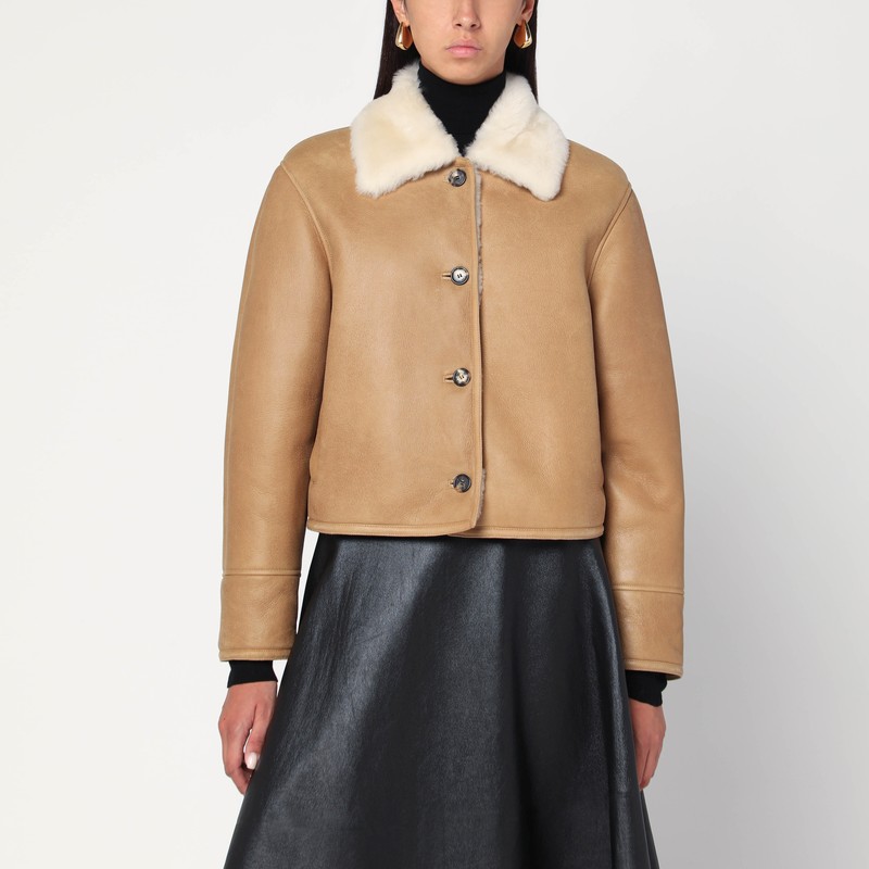 Camel-coloured shearling jacket
