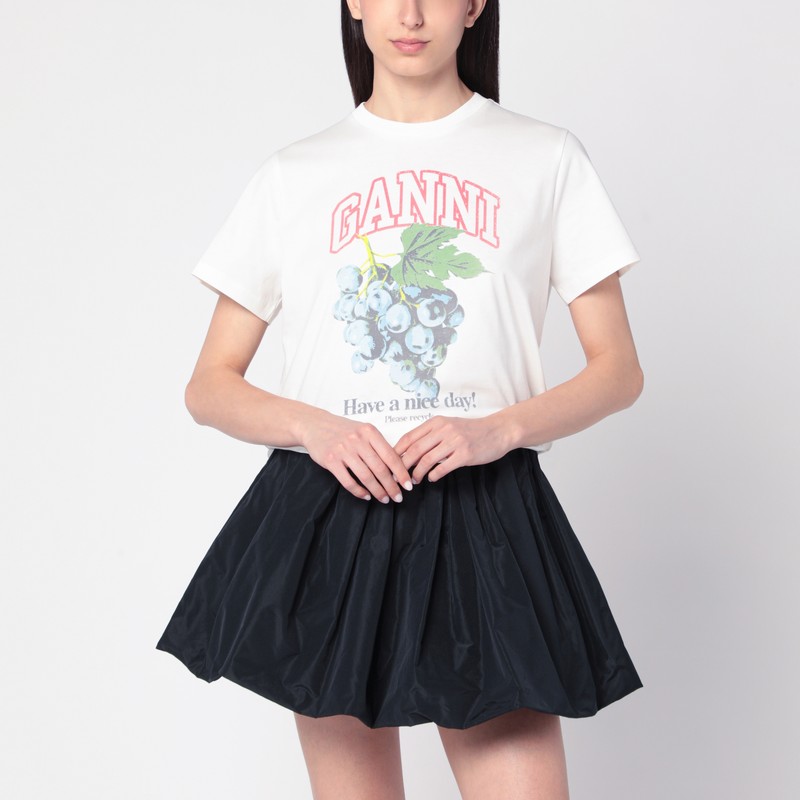 Ivory T-shirt with grape print