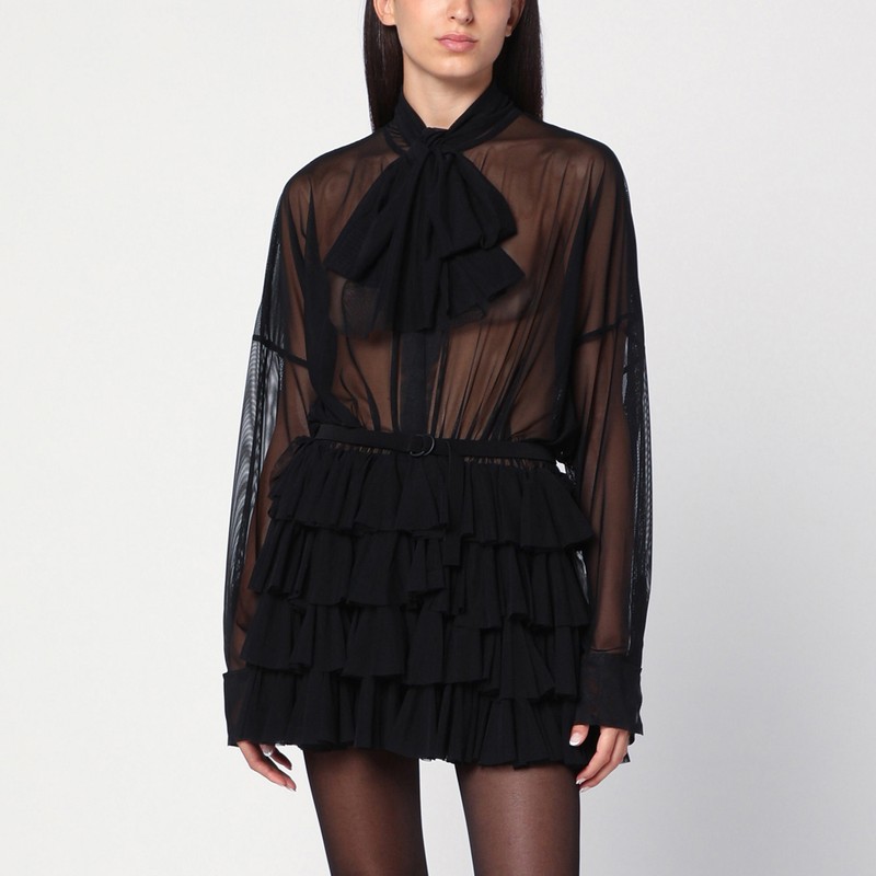 Short dress in semi-sheer tulle