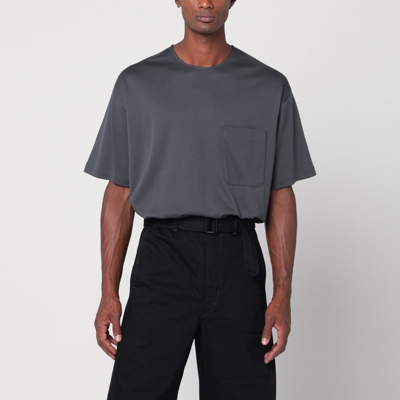Charcoal grey cotton and silk T-shirt