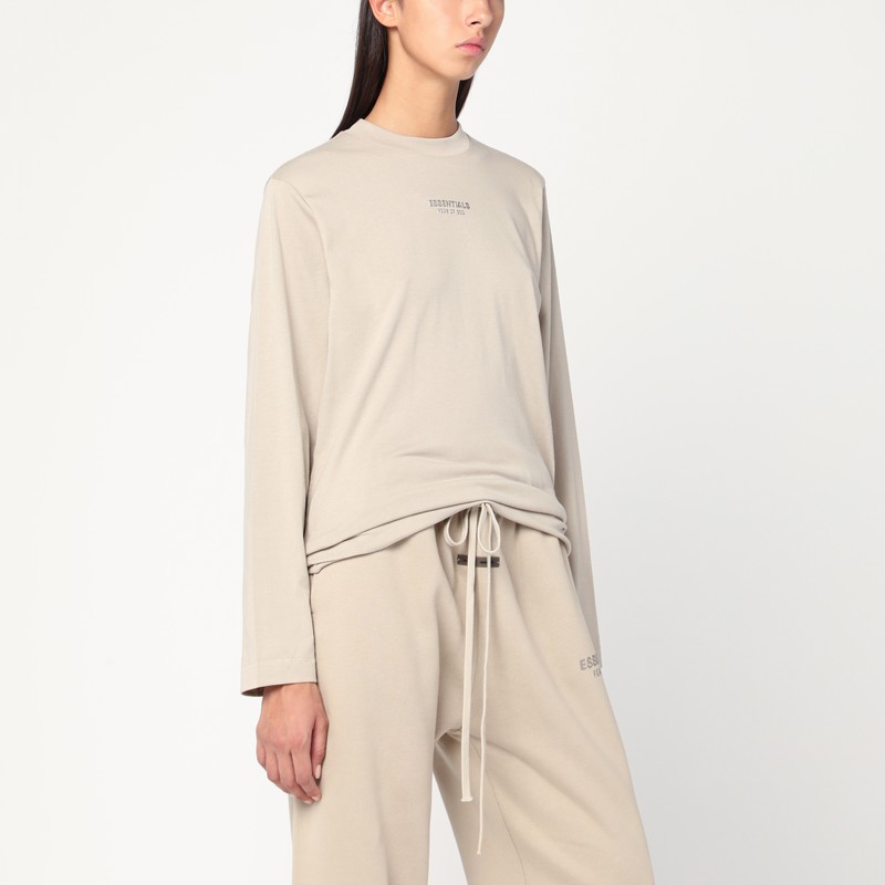 Greige cotton-blend top