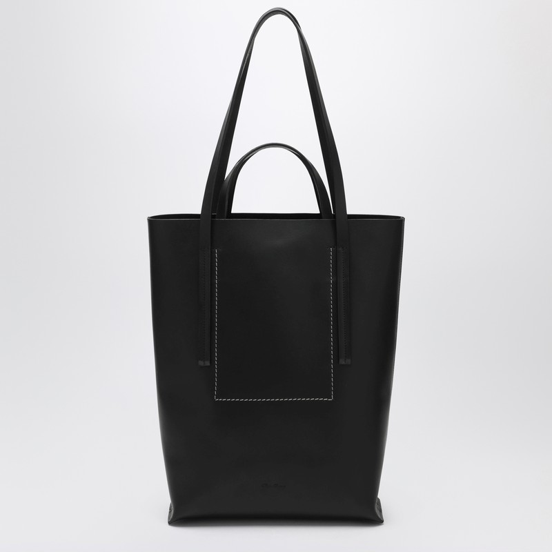 Rectangular black leather bag