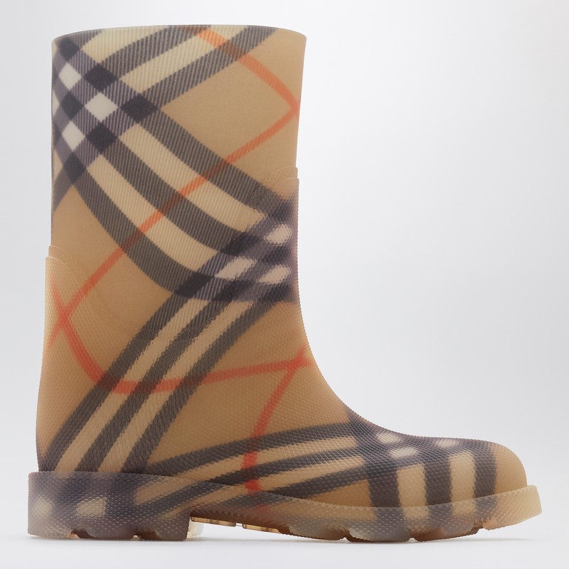 Beige Marsh Check rubber boot