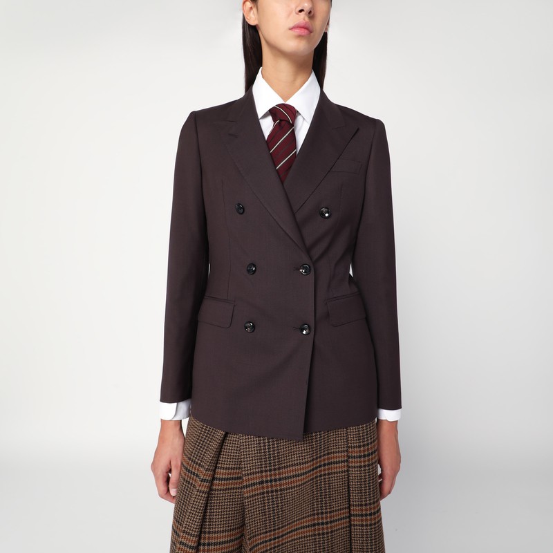 Brown double-breasted jacket in wool blend