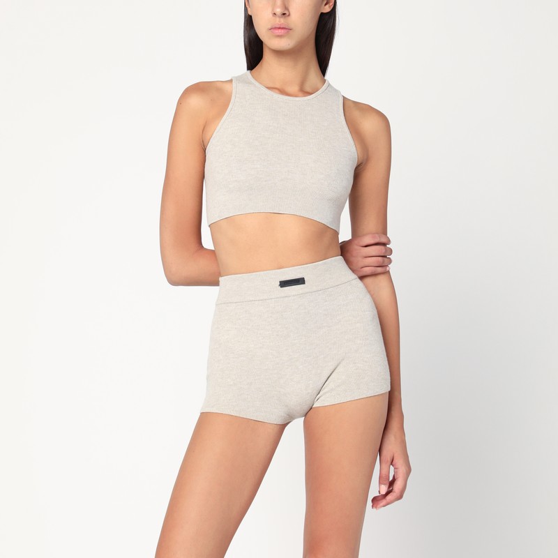 Ribbed greige cropped top
