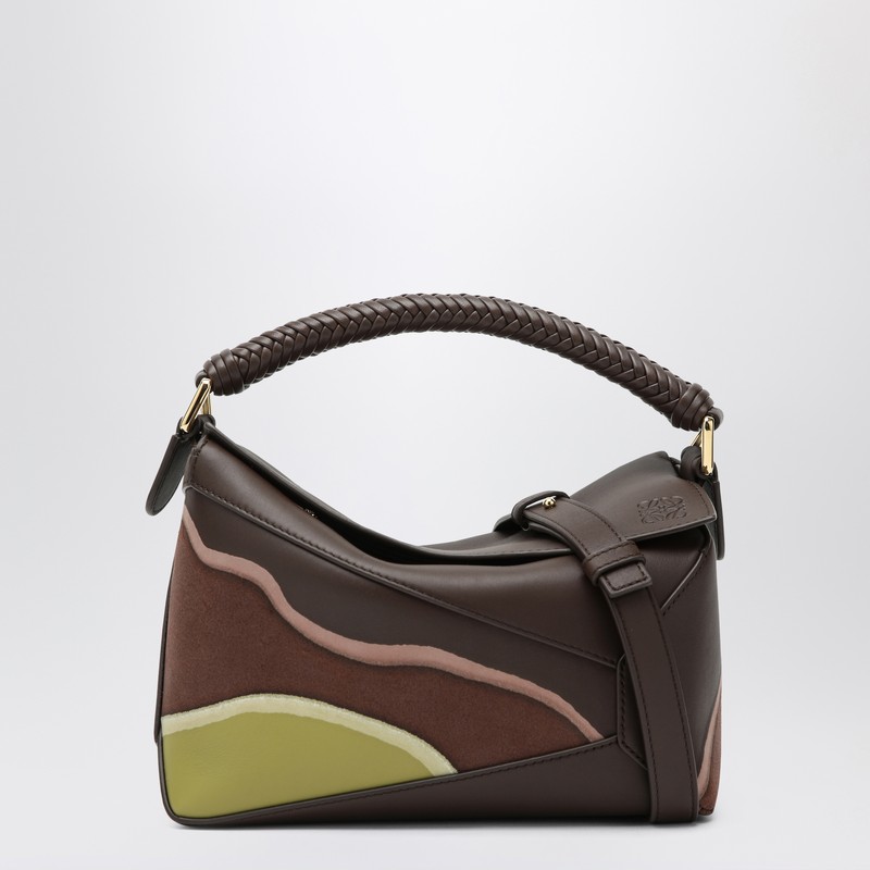 Puzzle Edge small bag Chocolate/Light Moss