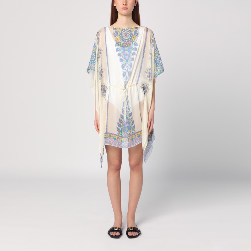 Short printed silk caftan