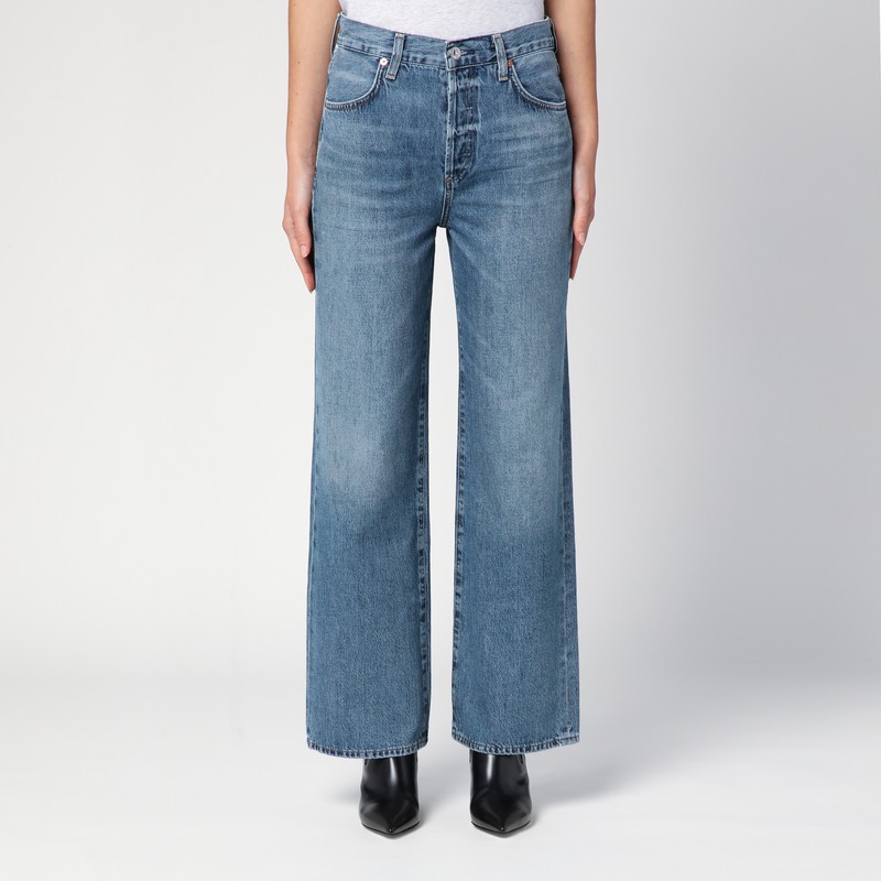 Blue washed straight jeans