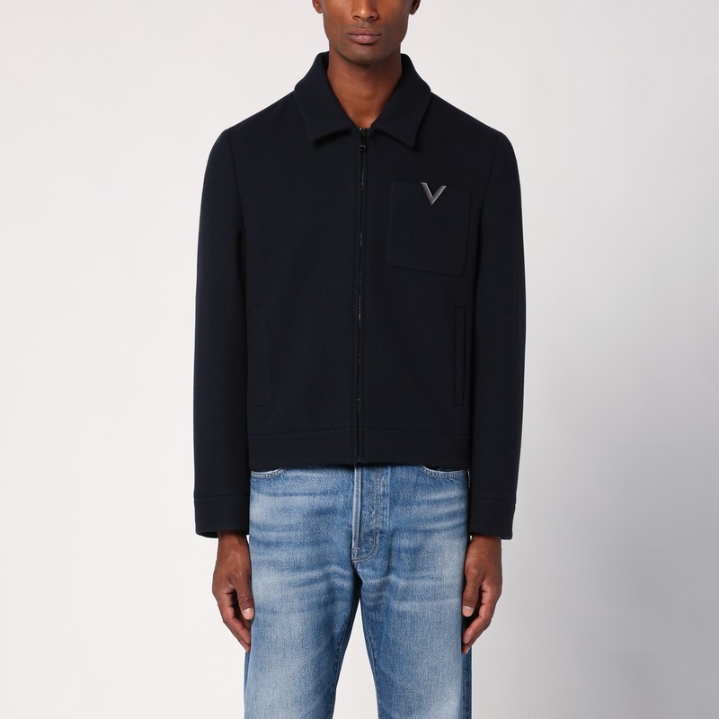 Navy blue wool zipped jacket