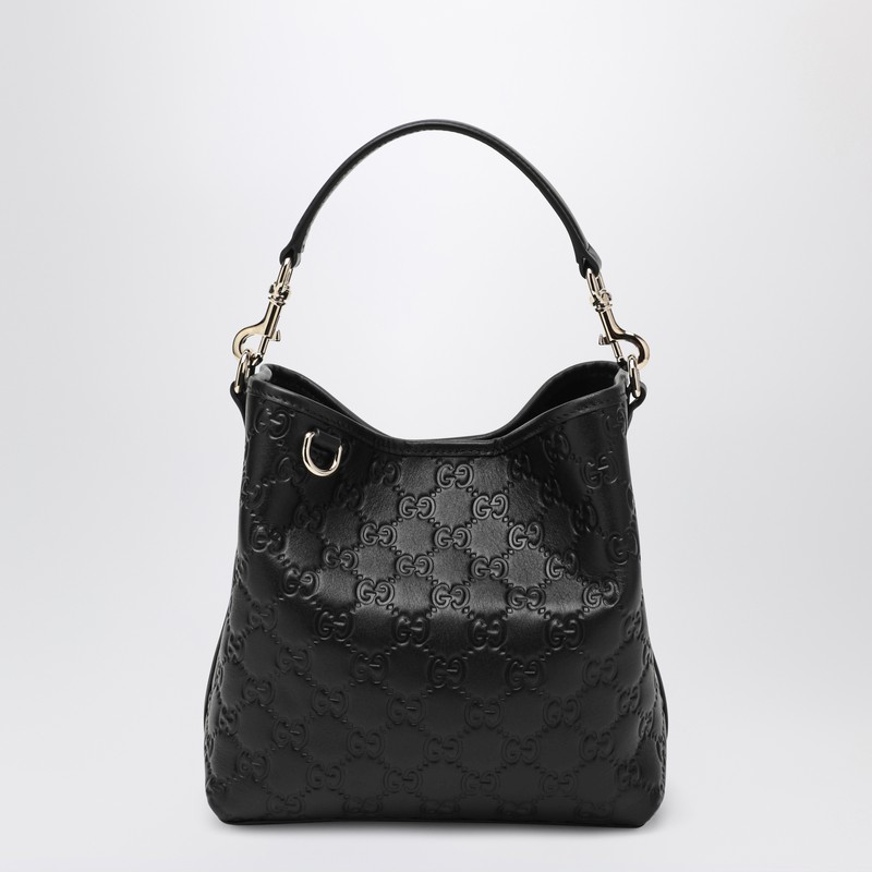 GG Emblem small black bucket bag
