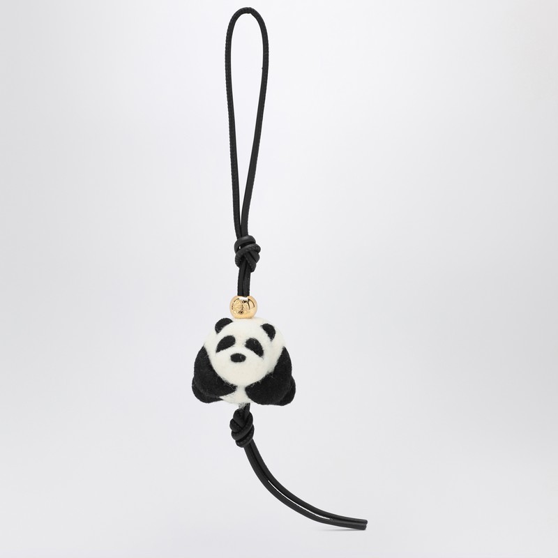 Panda pendant in felt and leather