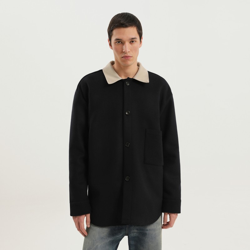 Shirt-jacket in blue wool