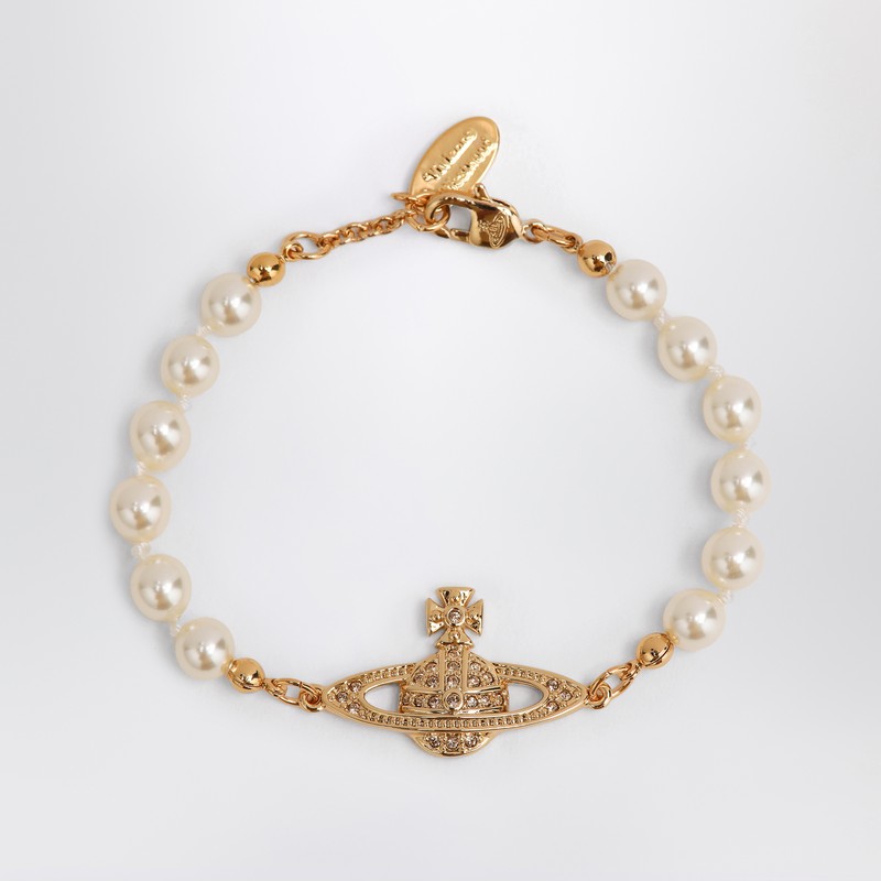 Mini Bas Relief Pearl Bracelet Gold