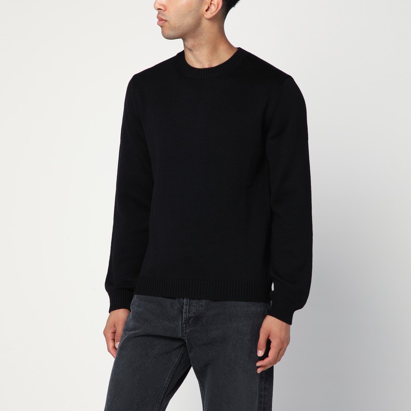 Black crew neck wool sweater