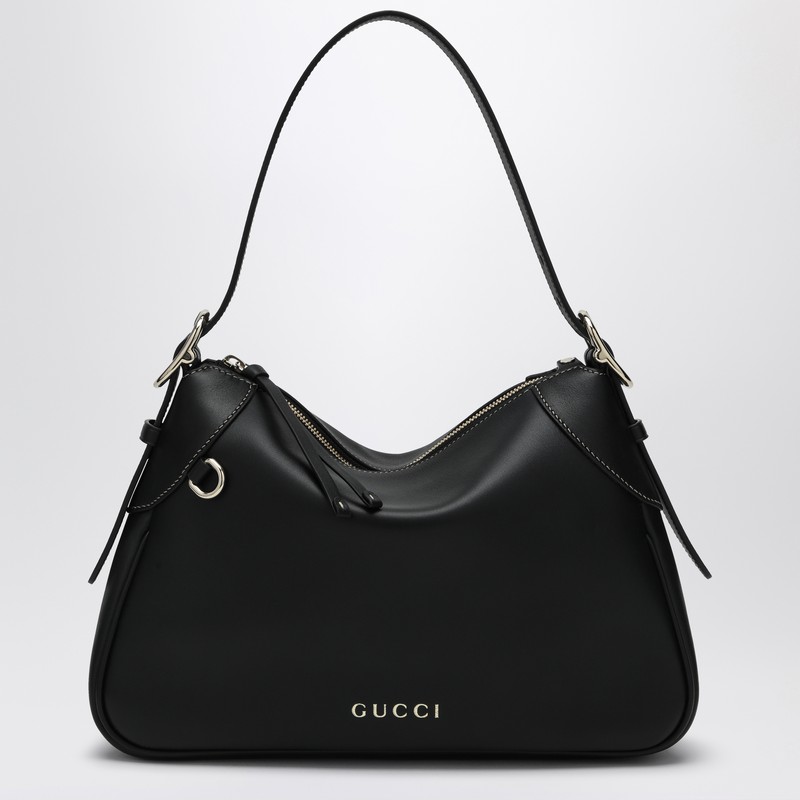 GG Emblem medium black shoulder bag