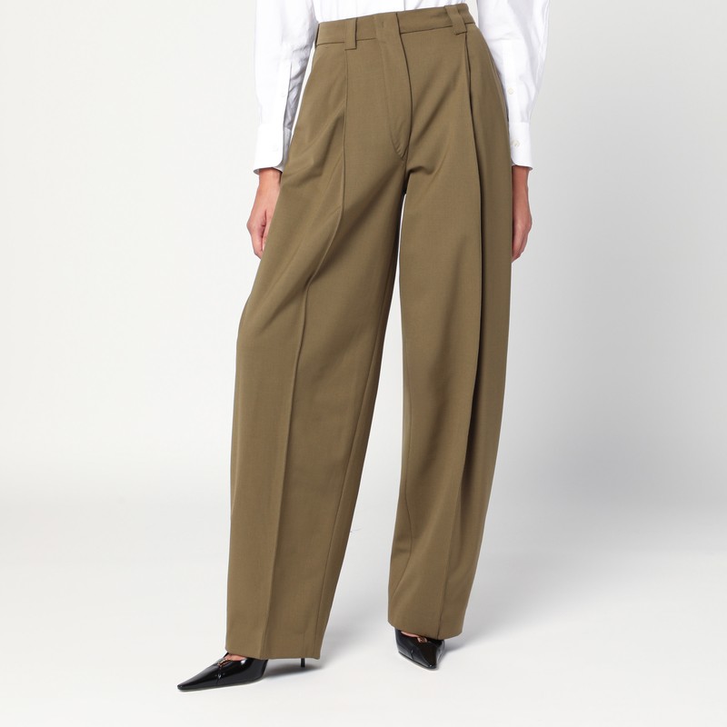 Taupe wool blend trousers