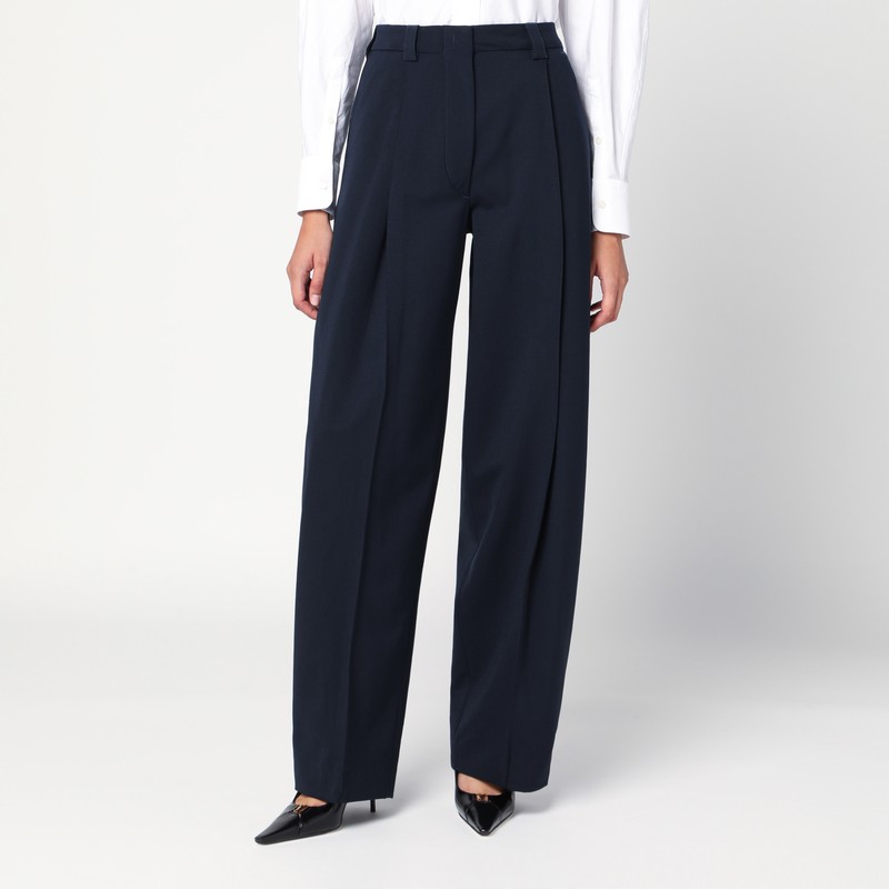 Midnight blue wool blend trousers