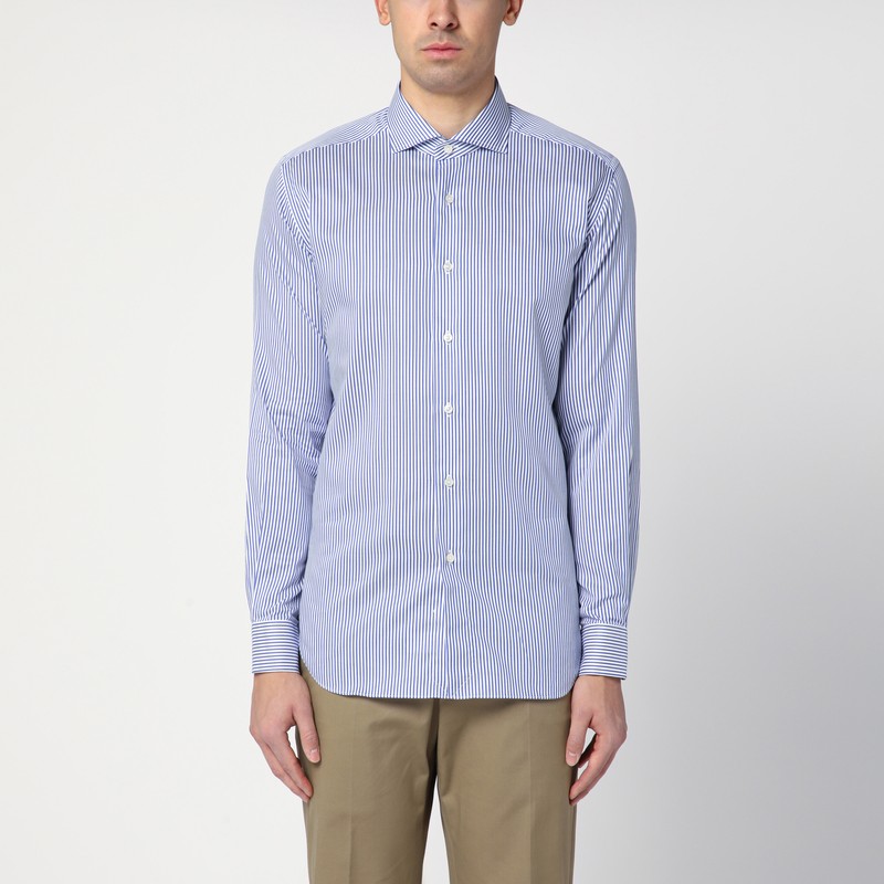 Small striped light blue cotton Travel shirt